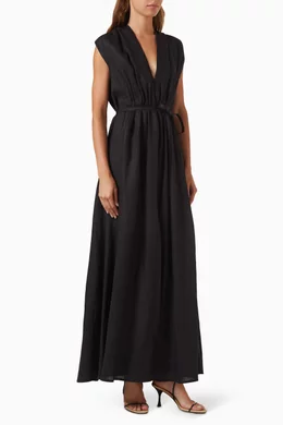 Buy Scanlan Theodore Black Belted Dress in Linen For Women Online | Ounass  Qatar