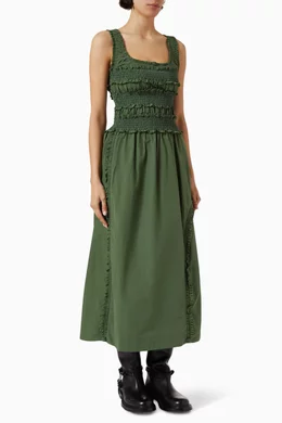 green emerald velvet dress Damson Madder Bridget Mini Dress Green Butter Gingham – Uncommon