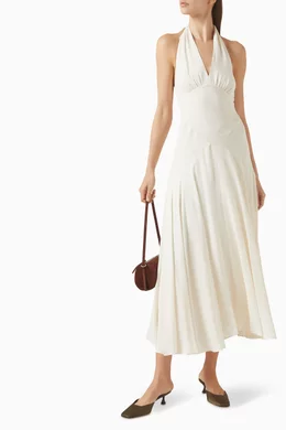 chinese dress ladies Reformation Payton Satin Fior Di Latte Satin Maxi Dress  The Closet New  York