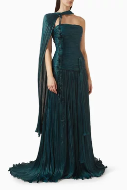 green marmar dress Draped bustier gown in green - Marmar Halim