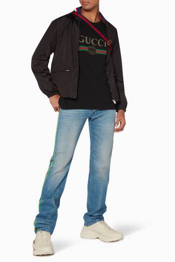 hover state of Logo Print Washed-Cotton T-Shirt        
