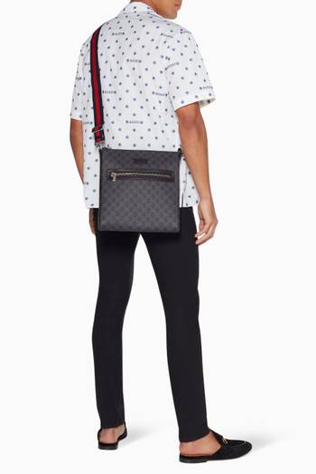 hover state of Black & Grey GG Supreme Messenger Bag