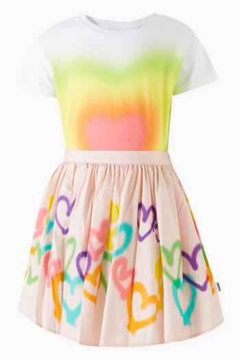hover state of Bonnie Heart-printed Skirt in Cotton