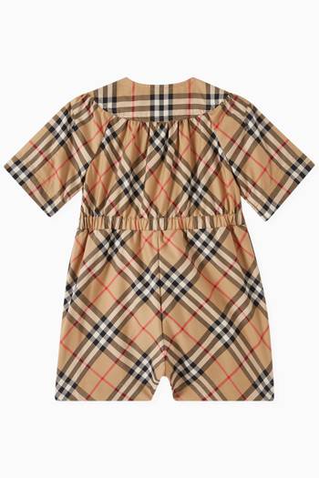 hover state of Check-print Romper in Cotton