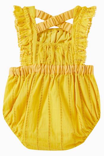 hover state of Piper Ruffled Romper in Cotton
