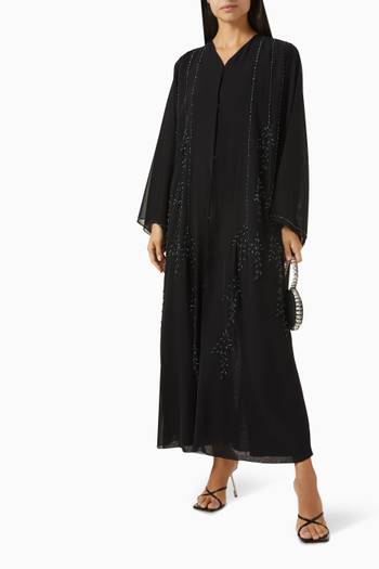 hover state of Bead Embellished Abaya in Double Chiffon