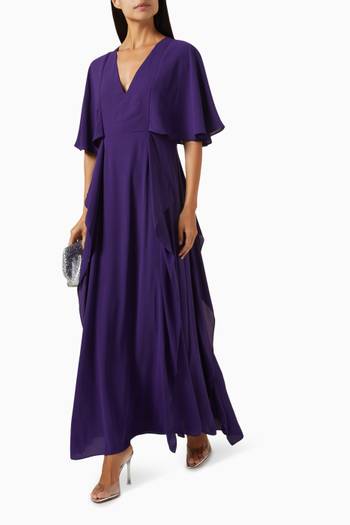 hover state of Frilled Marked Waist Maxi Dress