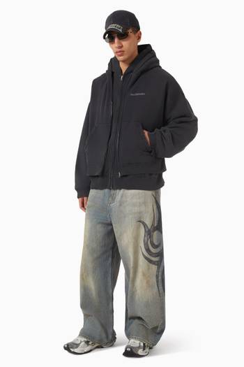 hover state of Layered Zip-up Hoodie in Dry Fleece