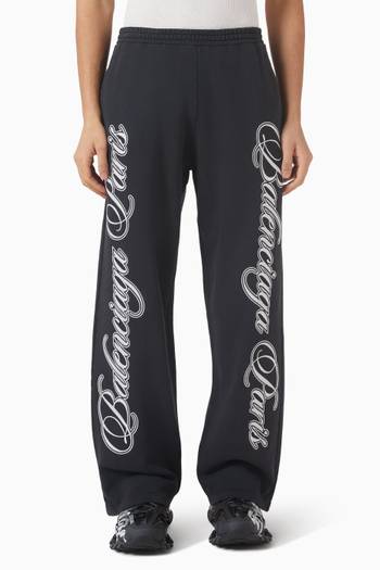 Cursive Baggy Pants in Dry Fleece