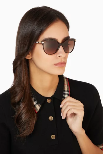 Icon Stripe Detail Cat-Eye Sunglasses   