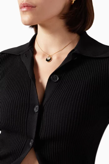 DY Elements® Small Reversible Pendant Necklace with Pavé Diamonds, Black Onyx & Mother of Pearl in 18kt Yellow Gold 