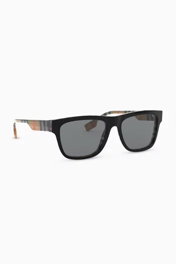 Square Frame Sunglasses with Vintage Check    