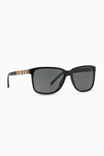 Square Frame Sunglasses with Icon Stripe  