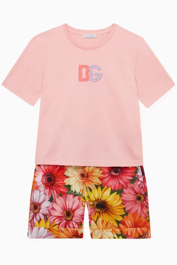 Floral-print Shorts in Cotton Poplin  