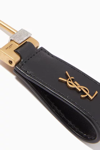 Tiny Monogram Keyring in Smooth Leather          