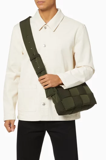حقيبة كاسيت نايلون معالج مبطنة بتصميم مجدول