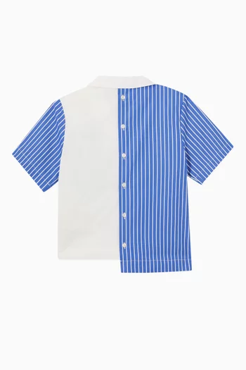 قميص قطن بوبلين مخطط بتصميم غير متماثل