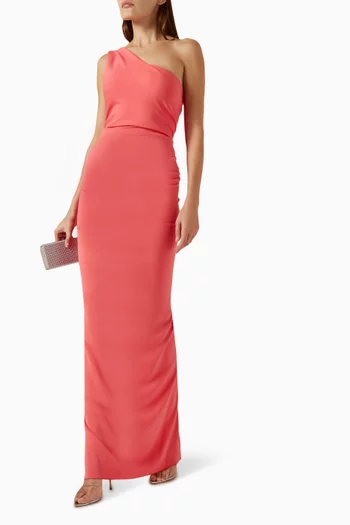 One-shoulder Gown in Odessa Stretch Crepe