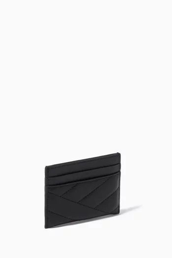 Kira Chevron Card Case in Quilted Leather      