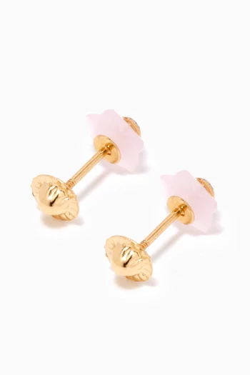 Ladybug Quartz Stud Earrings in 18kt Yellow Gold   