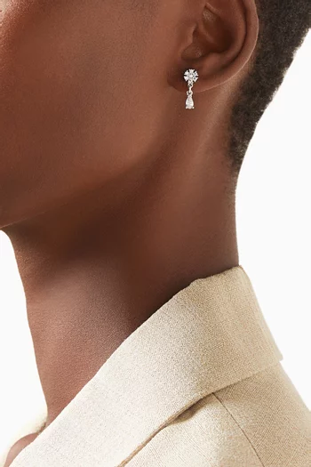 Flower Crystal Drop Earrings in Sterling Silver