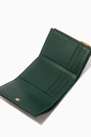 Tri-fold Zip Wallet in Intrecciato Nappa