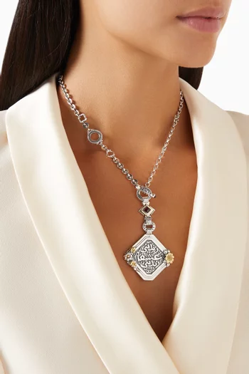 Garnet Layered Dangle Necklace in 18kt Gold & Sterling Silver