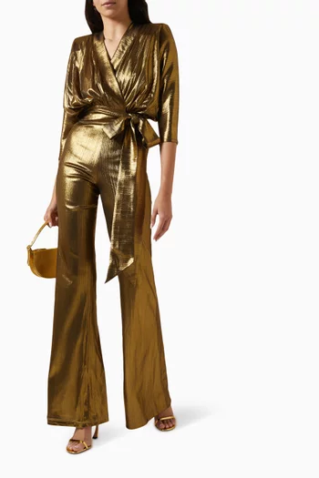 Picture This Jumpsuit in Metallic Jersey