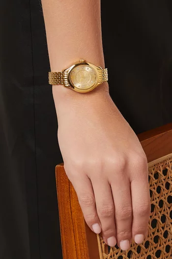 Mystere D'Elie Elegance Swiss Diamond Gold-plated Watch, 28mm