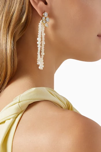 Pearl & Crystal Drop Earrings in 14kt Gold Vermeil