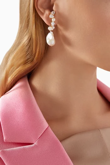 Pearl & Topaz Earrings in 14kt Gold Vermeil