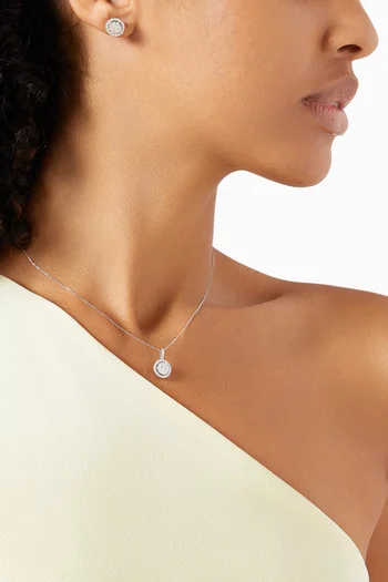 Round Pavé Diamond Pendant Necklace in 14kt White Gold