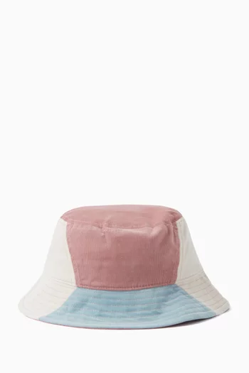 قبعة باكيت مقسمة بألوان قماش قطن مخملي مضلع
