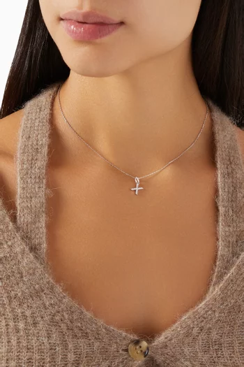 X Letter Diamond Necklace in 18kt White Gold