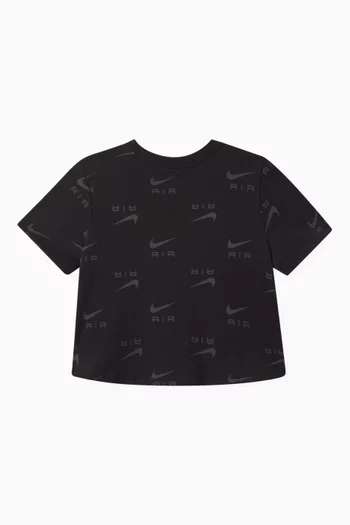 Cropped Logo Print T-shirt in Cotton
