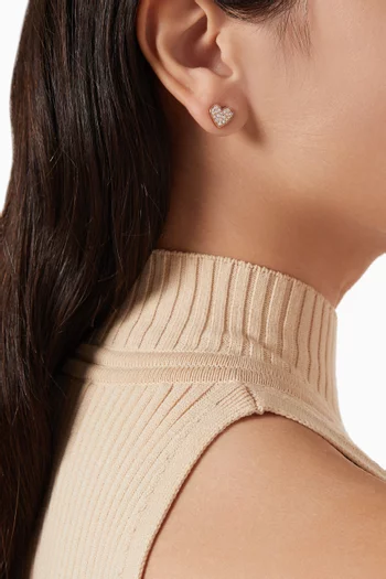 Heart Pavé Diamond Stud Earrings in 18kt Rose Gold