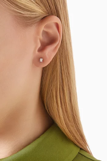 Emerald-cut Diamond Stud Earrings in 18kt White Gold