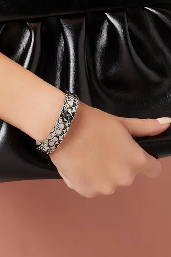 Quilted C Hinged Bangle in Metal