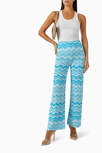 Zigzag Flared Pants in Viscose-blend