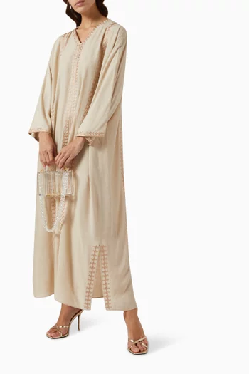 Embroidered Kaftan in Linen