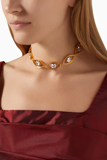 Protector Eye Crystal Choker in 24kt Gold-plated Bronze