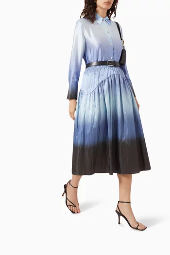 Dip-Dye Ombré Tiered Skirt in Italian Cotton-Blend