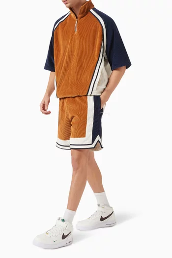 Curtis Colour-blocked Shorts in Corduroy