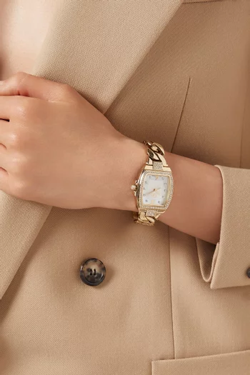 Couture Tonneau Chain Quartz Watch, 33 x 39mm