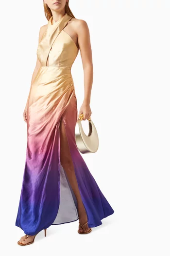 فستان جيزنج طويل بحمالة حول الرقبة