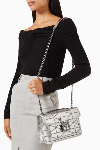 Mini Travia Quilted Shoulder Bag in Crushed Leather