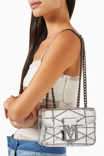 Small Travia Quilted Shoulder Bag in Crushed Leather