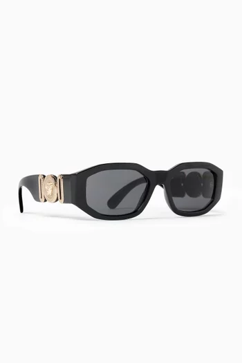 نظارة شمسية بيجي بشعار ميدوسا وإطار بتصميم هندسي أسيتات