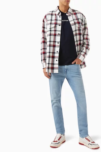 Global Stripe Check Overshirt in Cotton