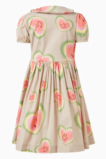 Cady Heart Smiley Face-print Dress in Organic-cotton